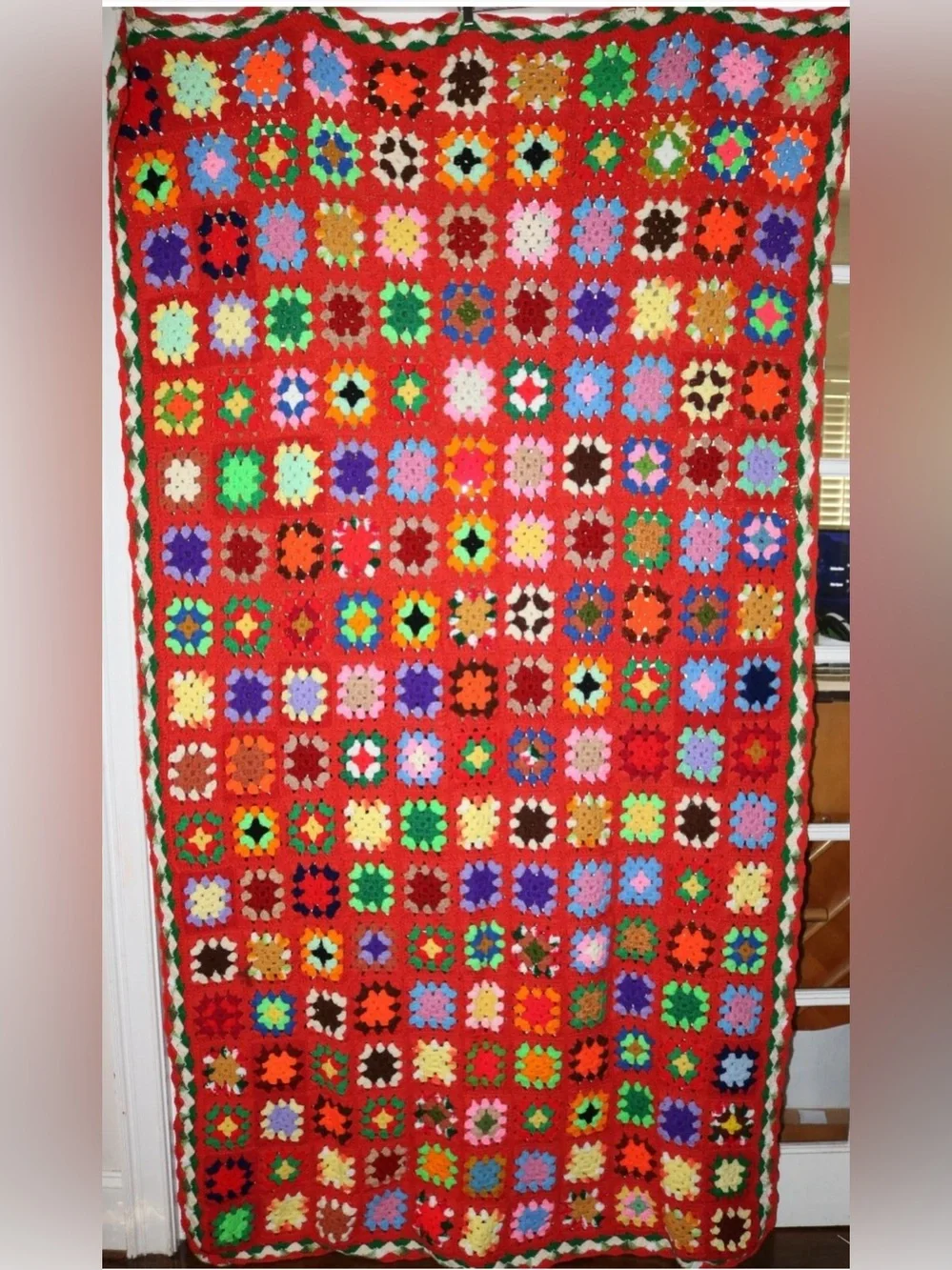 Beautiful Hand Crocheted Granny Square Throw Blanket for Bed, Couch, Chair